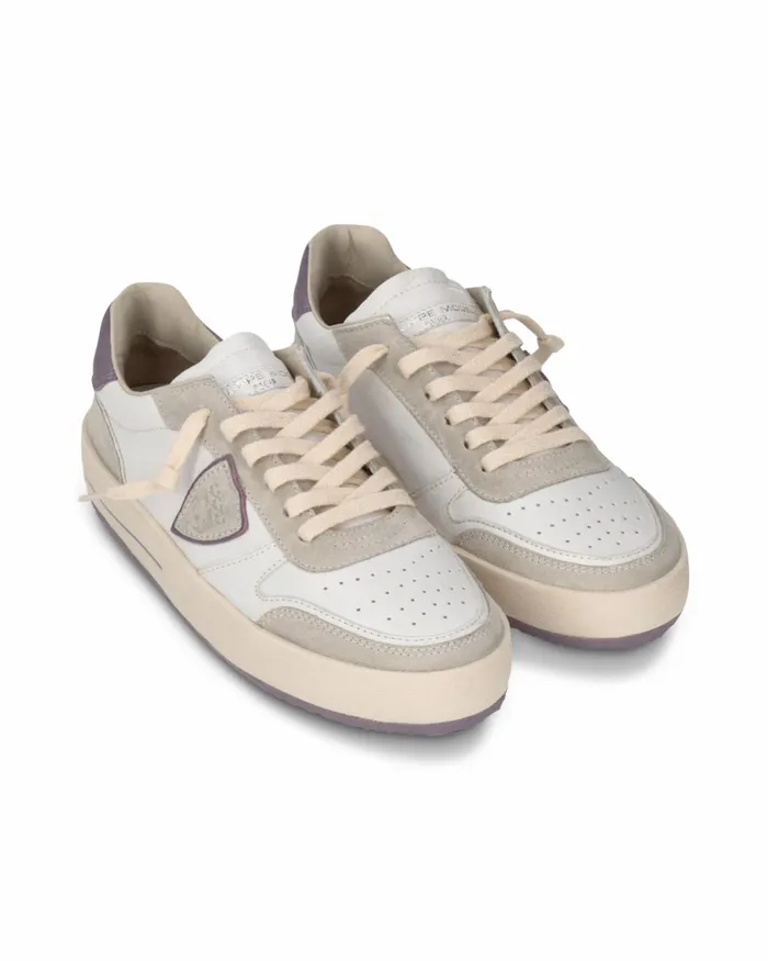 Women Nice Sneakers WhiteLilac Shoes Philippe Model Paris Casual