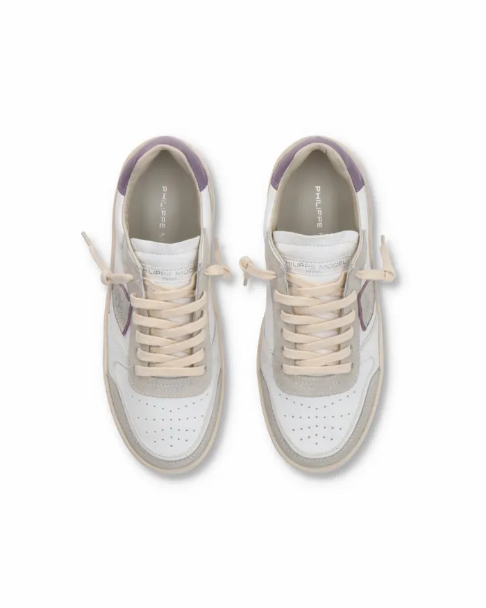 Women Nice Sneakers WhiteLilac Shoes Philippe Model Paris Casual