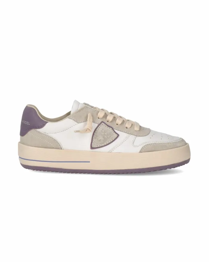 Women Nice Sneakers WhiteLilac Shoes Philippe Model Paris Casual