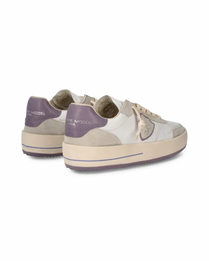 Women Nice Sneakers WhiteLilac Shoes Philippe Model Paris Casual