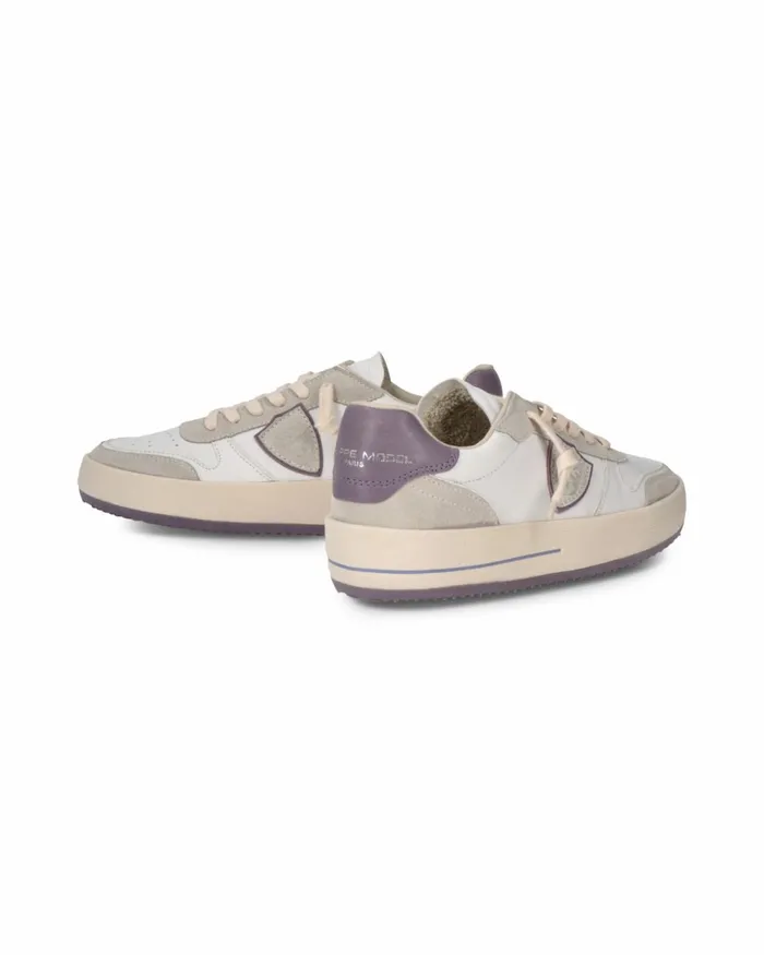 Women Nice Sneakers WhiteLilac Shoes Philippe Model Paris Casual