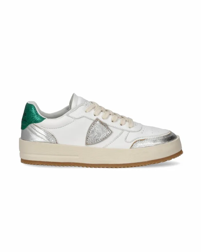 Women Nice Sneakers WhiteSilver Shoes Philippe Model Paris Casual