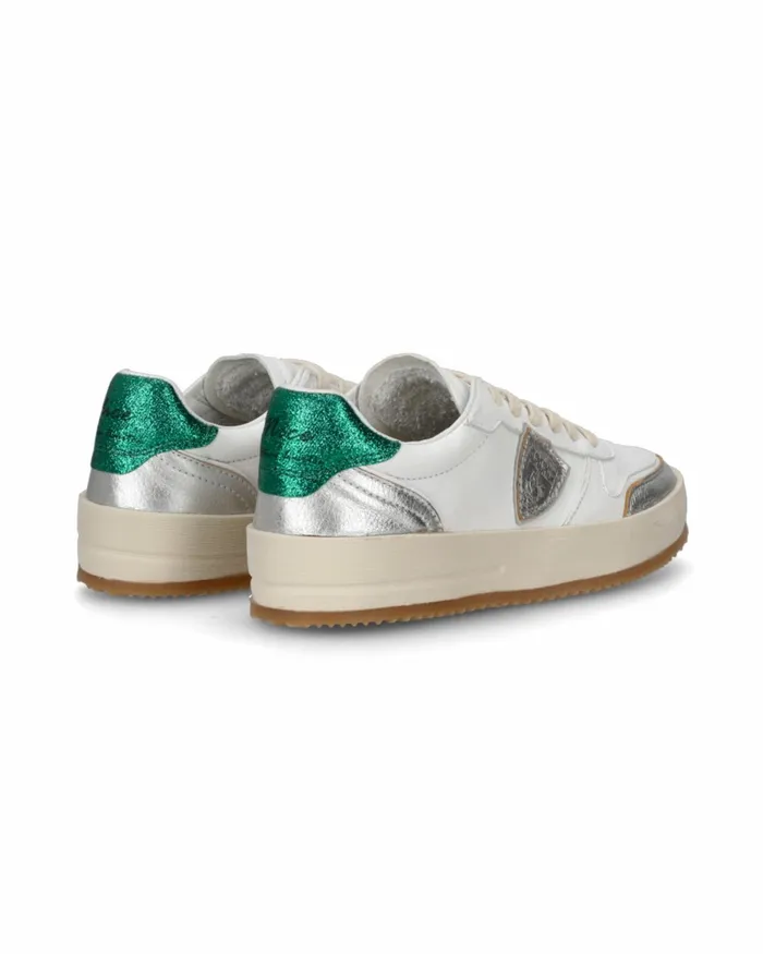 Women Nice Sneakers WhiteSilver Shoes Philippe Model Paris Casual