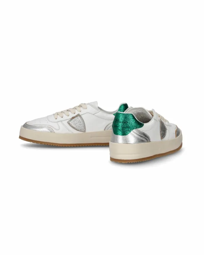 Women Nice Sneakers WhiteSilver Shoes Philippe Model Paris Casual