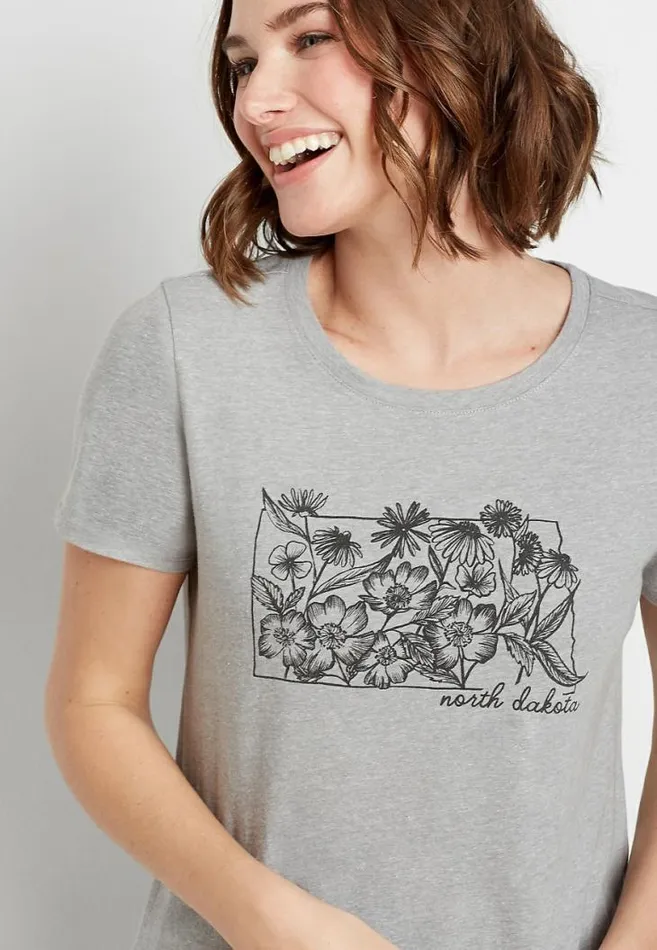 Women North Dakota State Flower Graphic Tee Maurices Tops