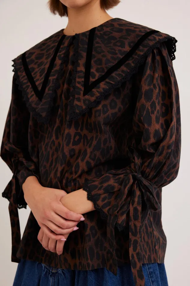 Women Occasion Wear Damson Madder Candice Blouse 8211 Leopard