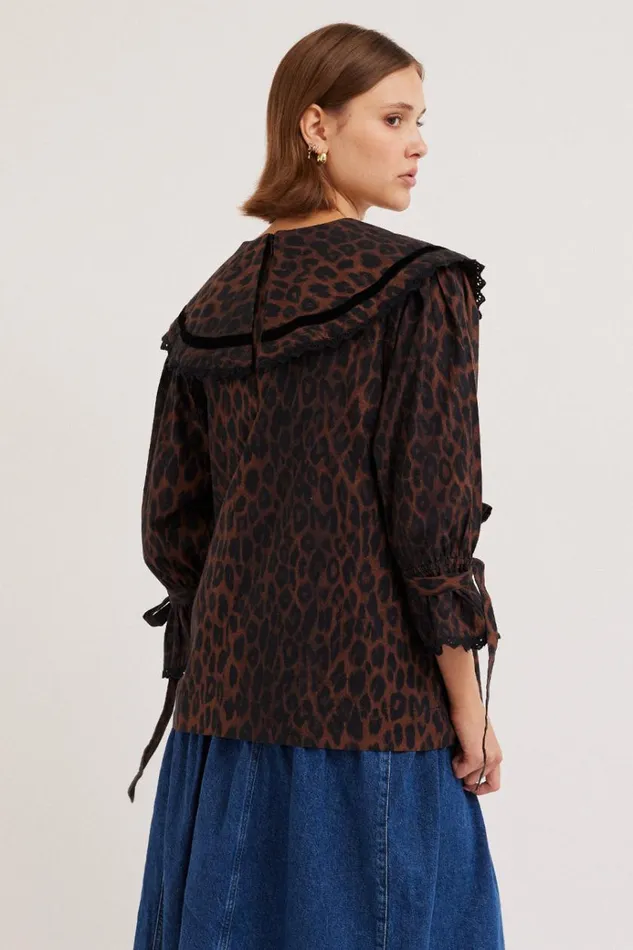 Women Occasion Wear Damson Madder Candice Blouse 8211 Leopard