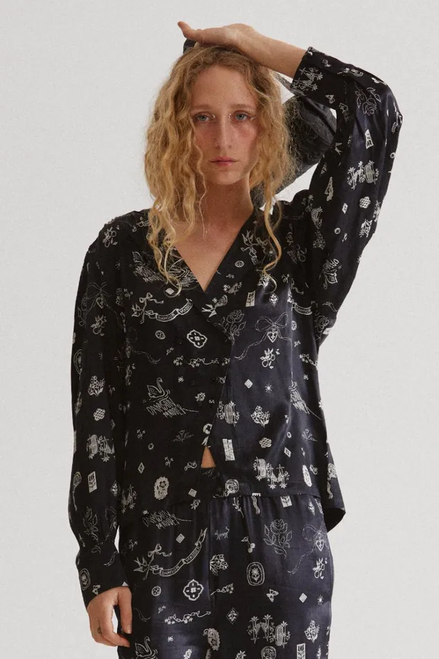 Women Occasion Wear Damson Madder Clairo Blouse 8211 Symbol Print