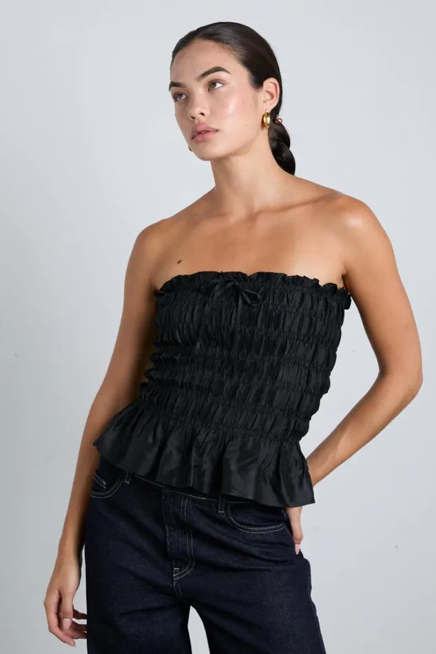 Women Occasion Wear Damson Madder Elsa Shirred Cami 8211 Black Taffeta
