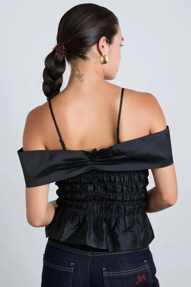 Women Occasion Wear Damson Madder Elsa Shirred Cami 8211 Black Taffeta