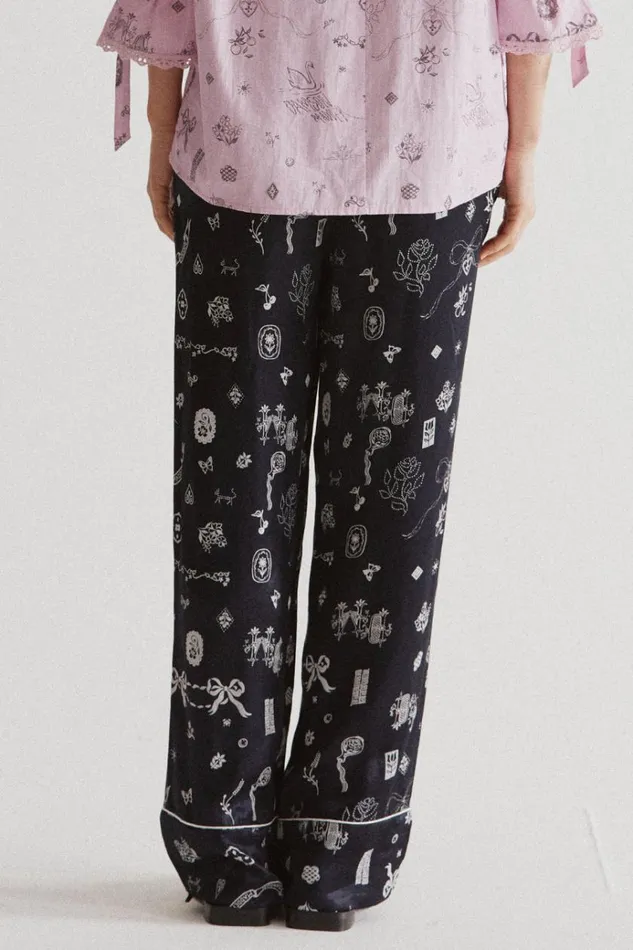 Women Occasion Wear Damson Madder Joni Pants 8211 Symbol Print