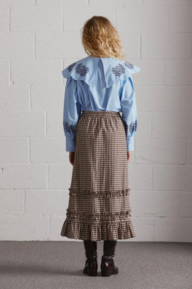 Women Occasion Wear Damson Madder Romeo Embroidered Blouse Blue