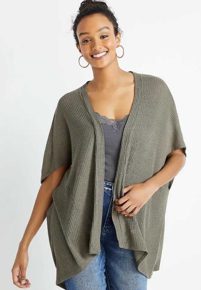 Women Olive Knit Cardigan Maurices Tops