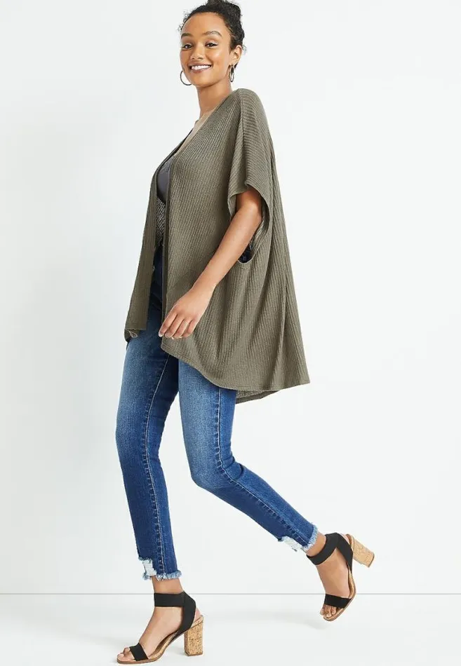 Women Olive Knit Cardigan Maurices Tops