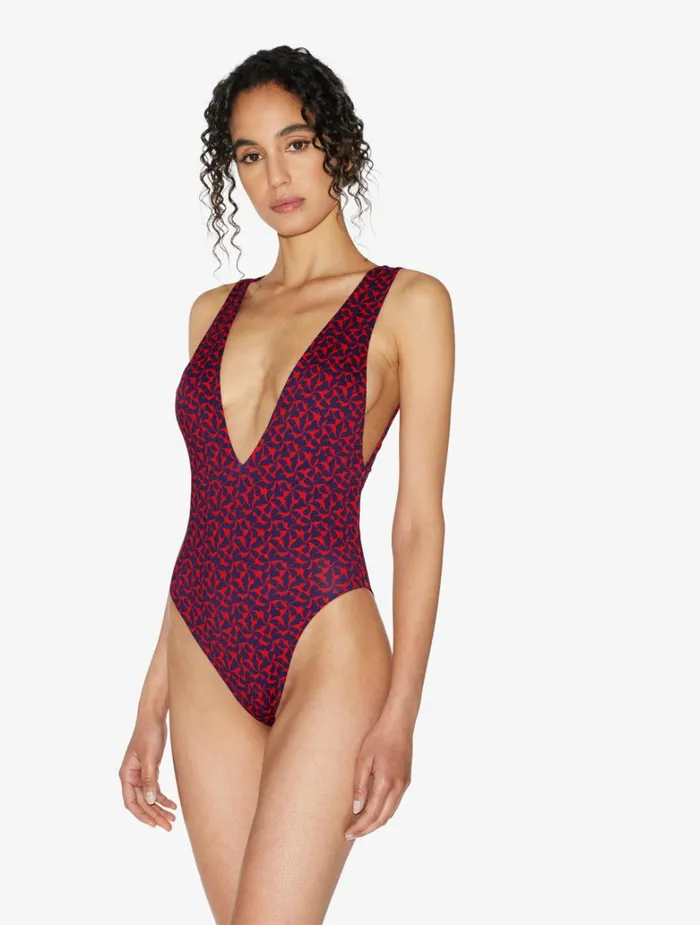 Women OnePiece Bathing Suits La Perla Belted Swimsuit In Red And Blue