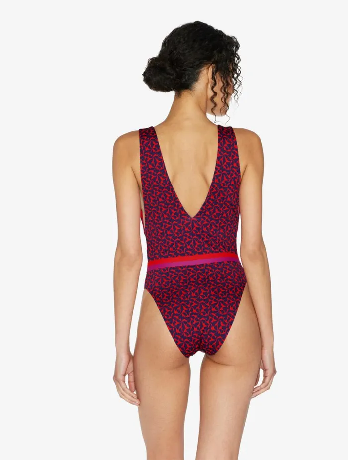 Women OnePiece Bathing Suits La Perla Belted Swimsuit In Red And Blue