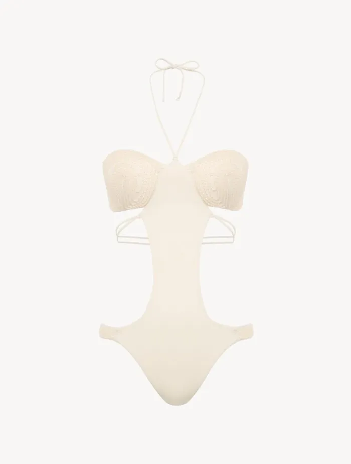 Women OnePiece Bathing Suits La Perla Trikini In Champagne With Beading