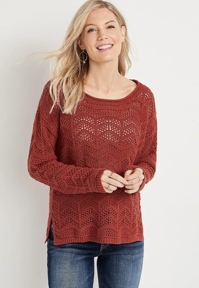Women Open Stitched Pullover Maurices Tops