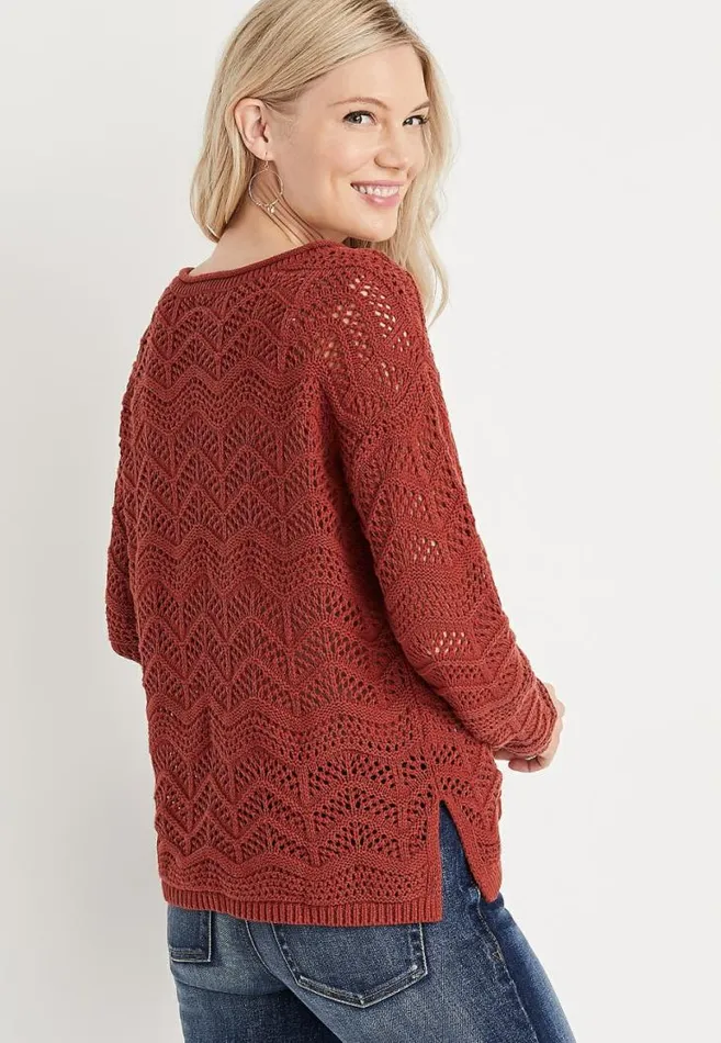 Women Open Stitched Pullover Maurices Tops