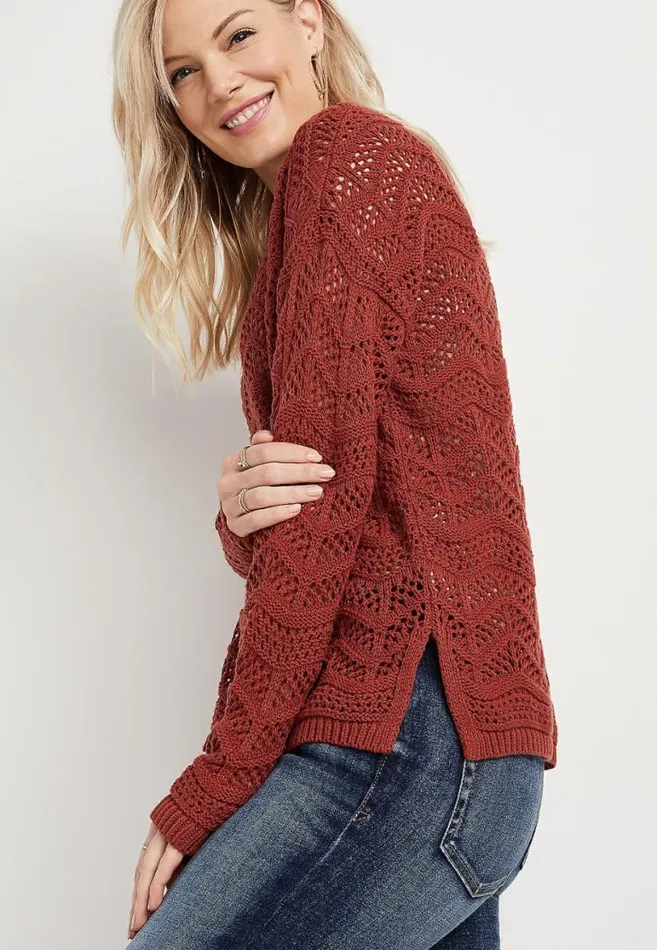Women Open Stitched Pullover Maurices Tops