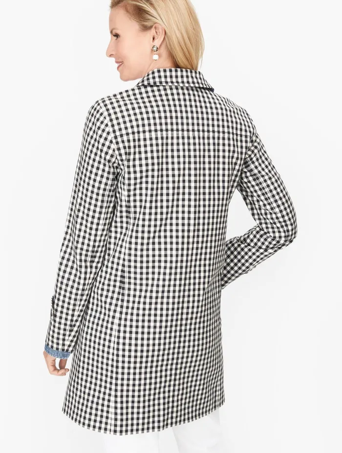 Women Outerwear Talbots Classic Gingham Mac Blackivory