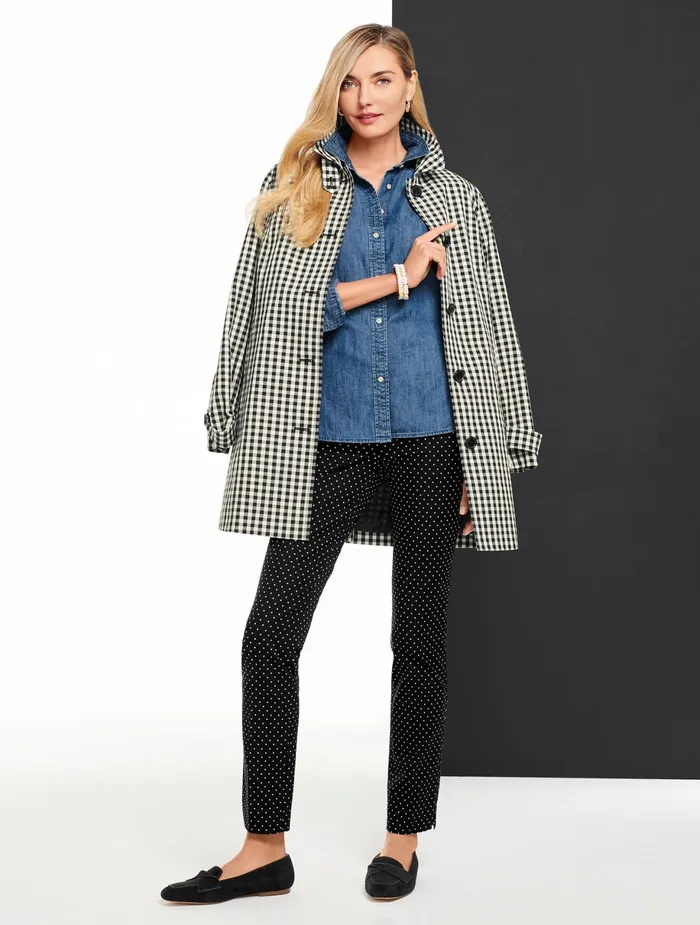 Women Outerwear Talbots Classic Gingham Mac Blackivory