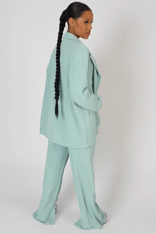 Women Oversized Dad Blazer Peppermint Kaiia Blue Public Desire Outerwear and Jackets