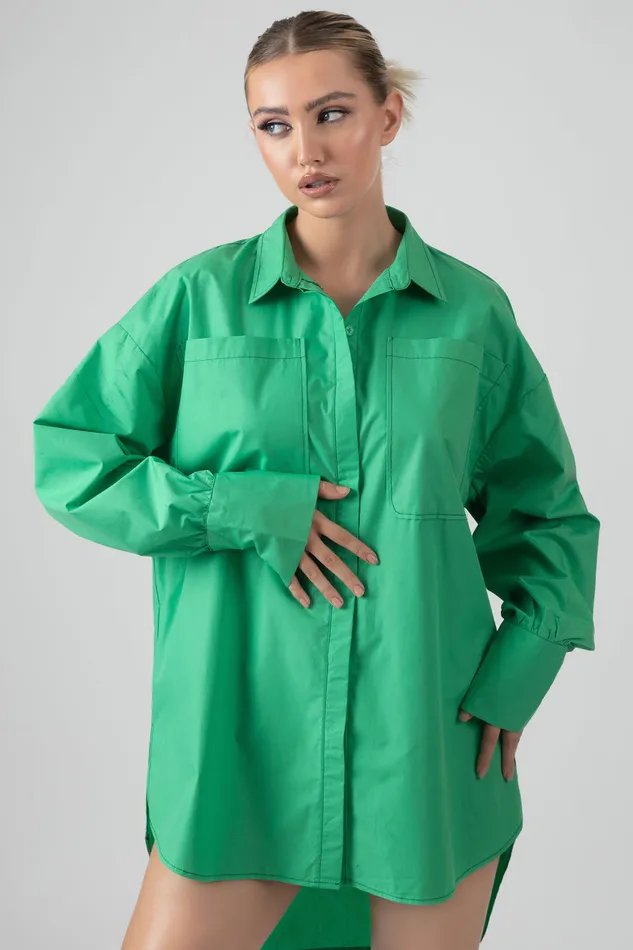 Women Oversized Poplin Shirt Dress Green Kaiia Green Public Desire Dresses