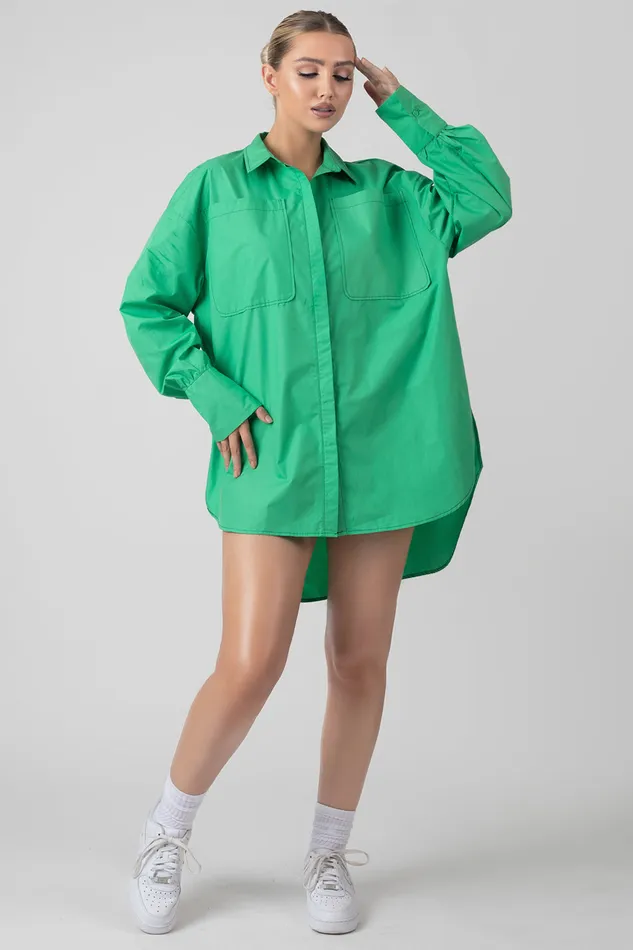 Women Oversized Poplin Shirt Dress Green Kaiia Green Public Desire Dresses