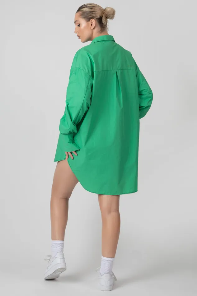 Women Oversized Poplin Shirt Dress Green Kaiia Green Public Desire Dresses