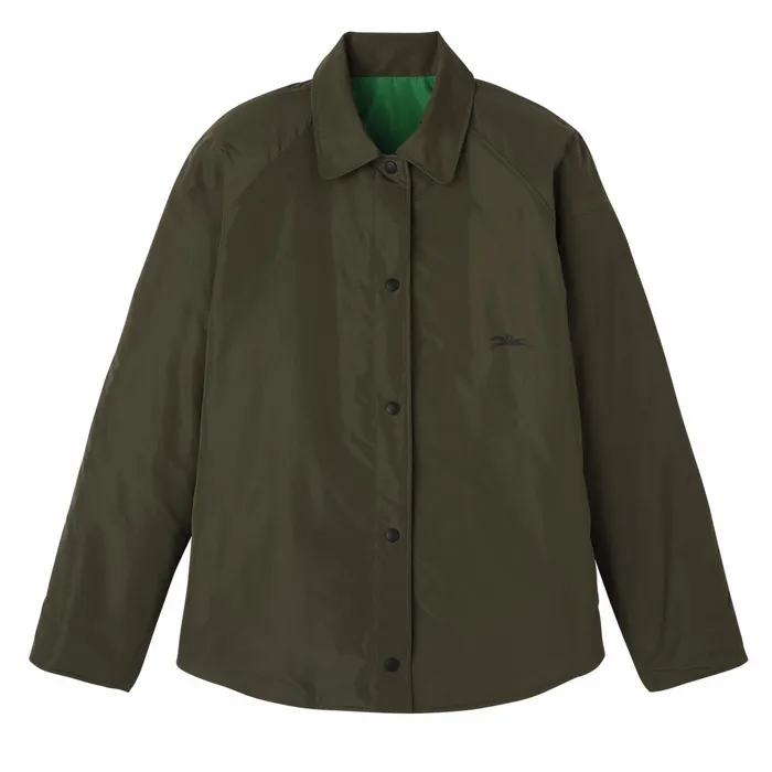 Women Padded Blouson KhakiGreen Longchamp Coats and Jackets