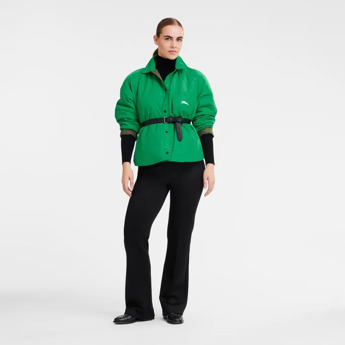 Women Padded Blouson KhakiGreen Longchamp Coats and Jackets