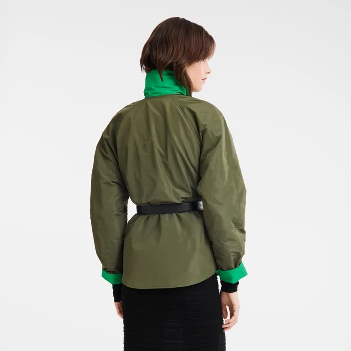 Women Padded Blouson KhakiGreen Longchamp Coats and Jackets
