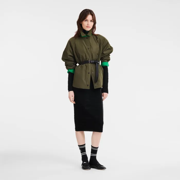 Women Padded Blouson KhakiGreen Longchamp Coats and Jackets