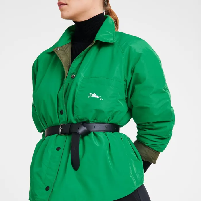 Women Padded Blouson KhakiGreen Longchamp Coats and Jackets