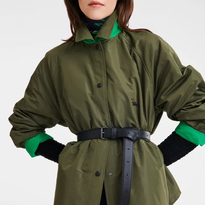 Women Padded Blouson KhakiGreen Longchamp Coats and Jackets