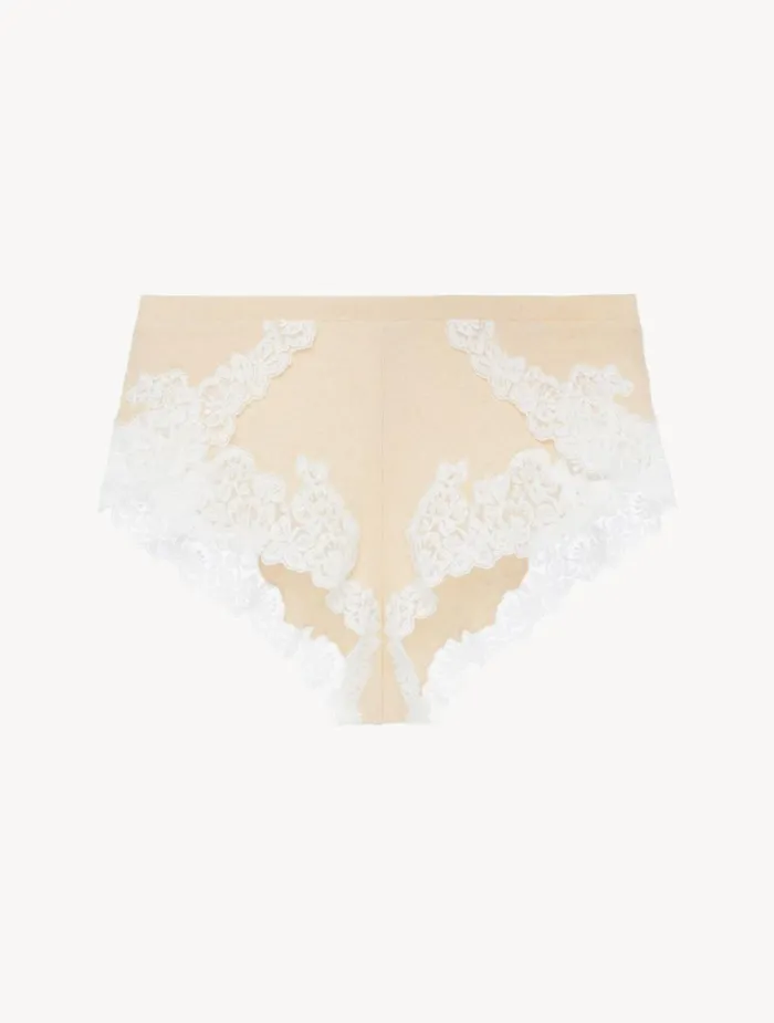 Women Pajamas La Perla Cashmere Blend Ribbed Sleep Shorts In Halo With Frastaglio Women Pajamas La Perla Cashmere Blend Ribbed Sleep Shorts In Halo With Frastaglio