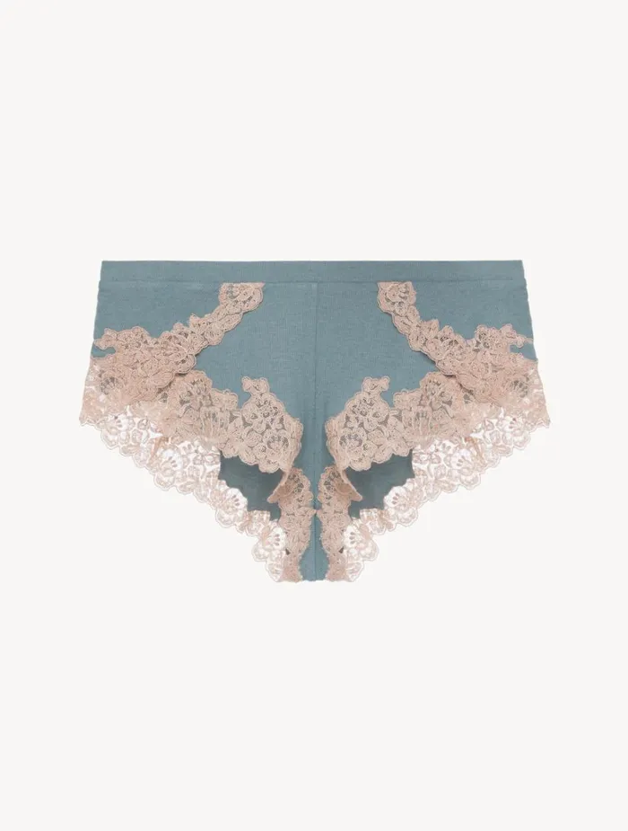 Women Pajamas La Perla Cashmere Blend Ribbed Sleep Shorts In Sleepy Dream With Frastaglio Women Pajamas La Perla Cashmere Blend Ribbed Sleep Shorts In Sleepy Dream With Frastaglio