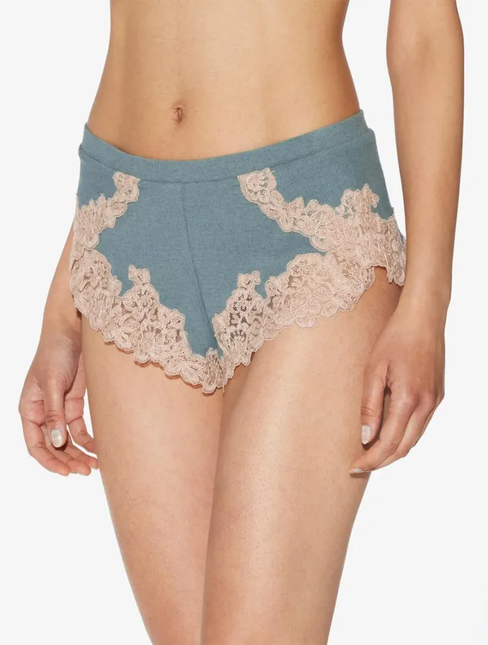 Women Pajamas La Perla Cashmere Blend Ribbed Sleep Shorts In Sleepy Dream With Frastaglio