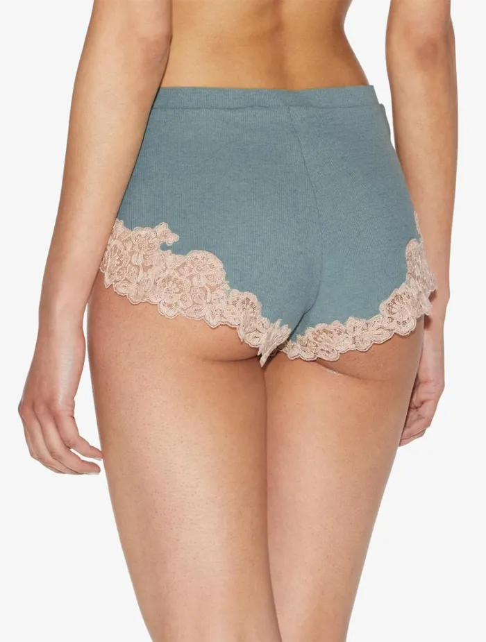 Women Pajamas La Perla Cashmere Blend Ribbed Sleep Shorts In Sleepy Dream With Frastaglio