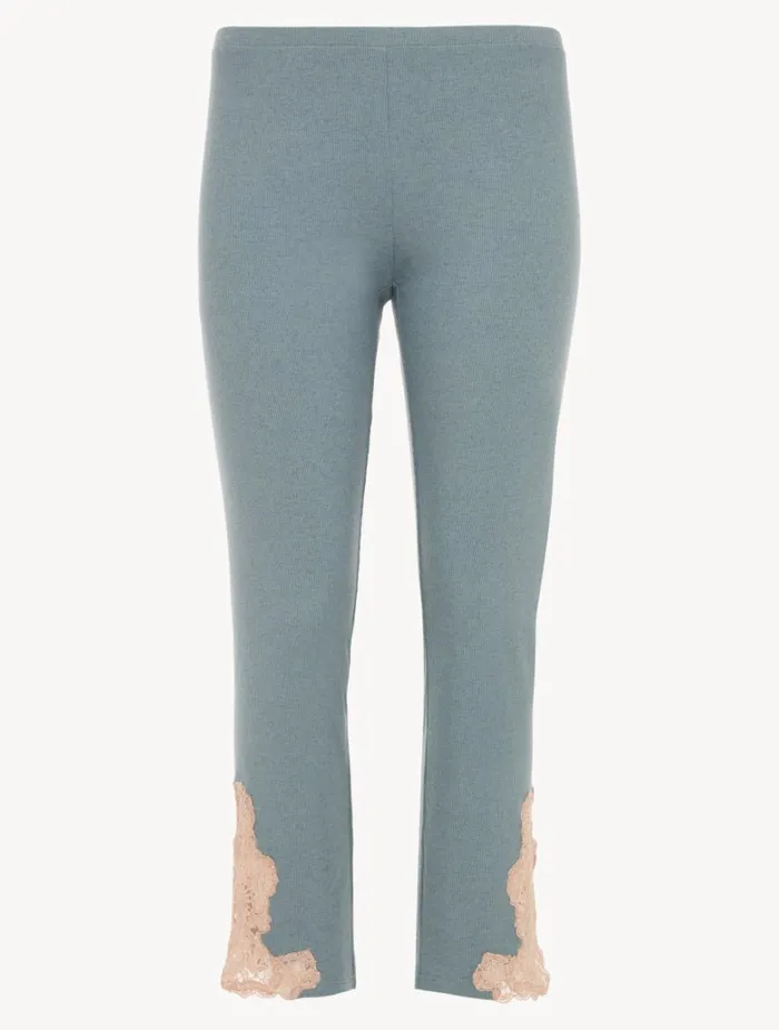 Women Pajamas La Perla Cashmere Blend Ribbed Trousers In Sleepy Dream With Frastaglio Women Pajamas La Perla Cashmere Blend Ribbed Trousers In Sleepy Dream With Frastaglio