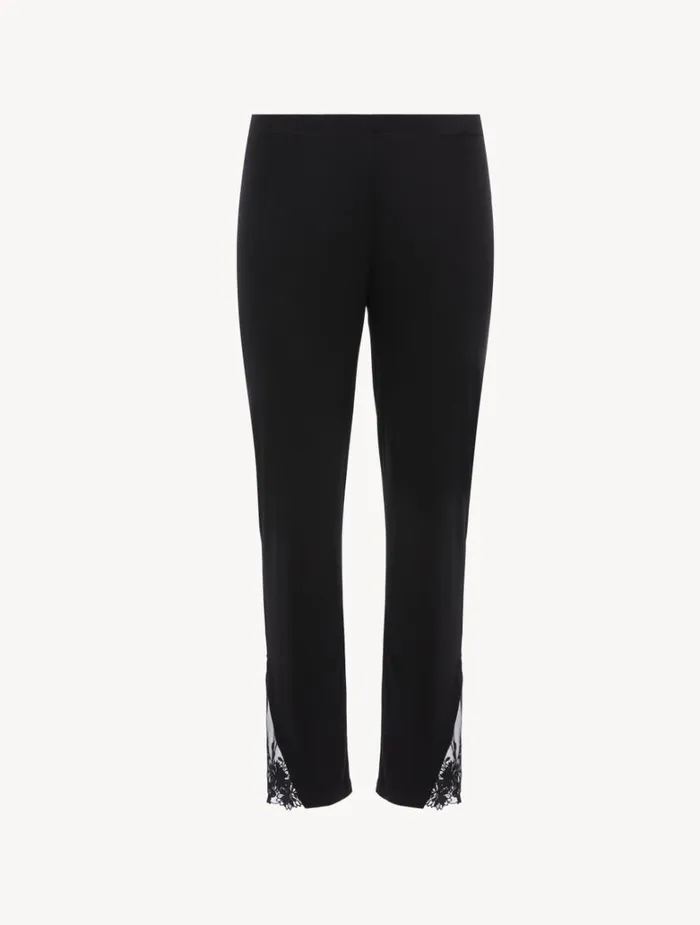 Women Pajamas La Perla Trousers In Black Modal With Embroidered Tulle