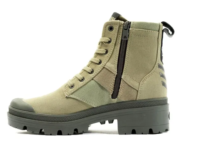 Women PALLABASE HI ARMY Palladium Heel Boots