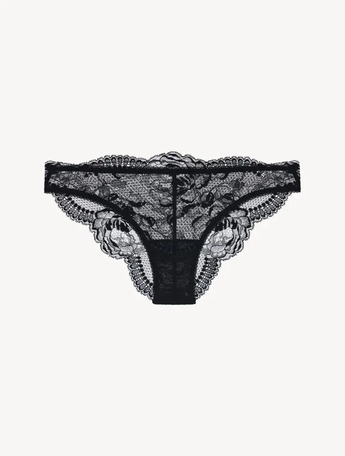 Women Panties La Perla Black Stretch Leavers Lace And Tulle Brazilian Briefs