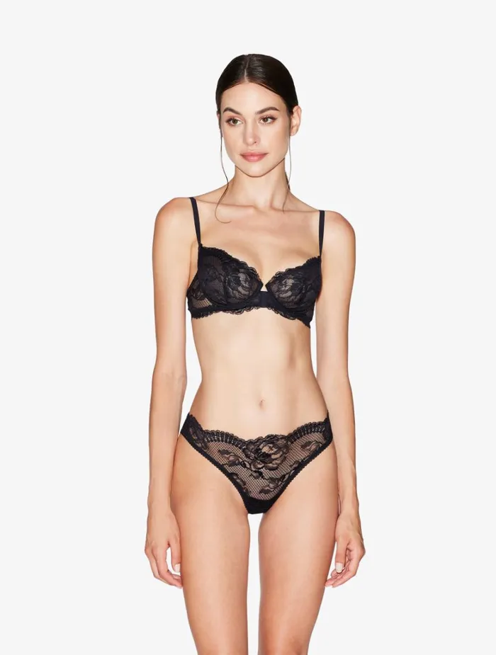 Women Panties La Perla Black Stretch Leavers Lace And Tulle Brazilian Briefs
