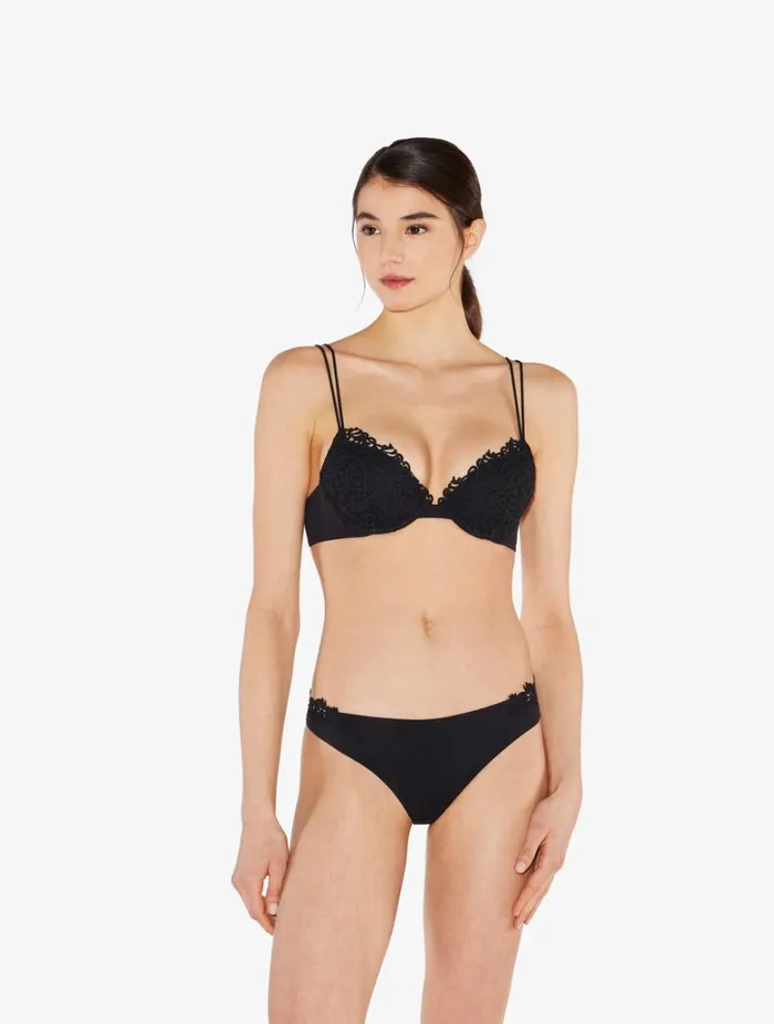 Women Panties La Perla Brazilian Brief In Black Lycra With Macrame
