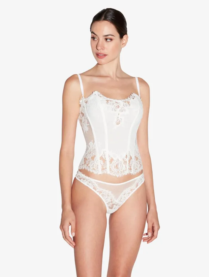 Women Panties La Perla Brazilian Brief In Off White With Cotton Leavers Lace