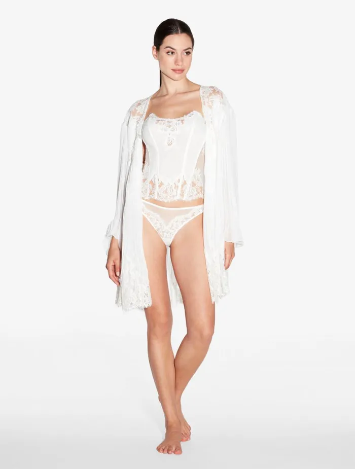 Women Panties La Perla Brazilian Brief In Off White With Cotton Leavers Lace