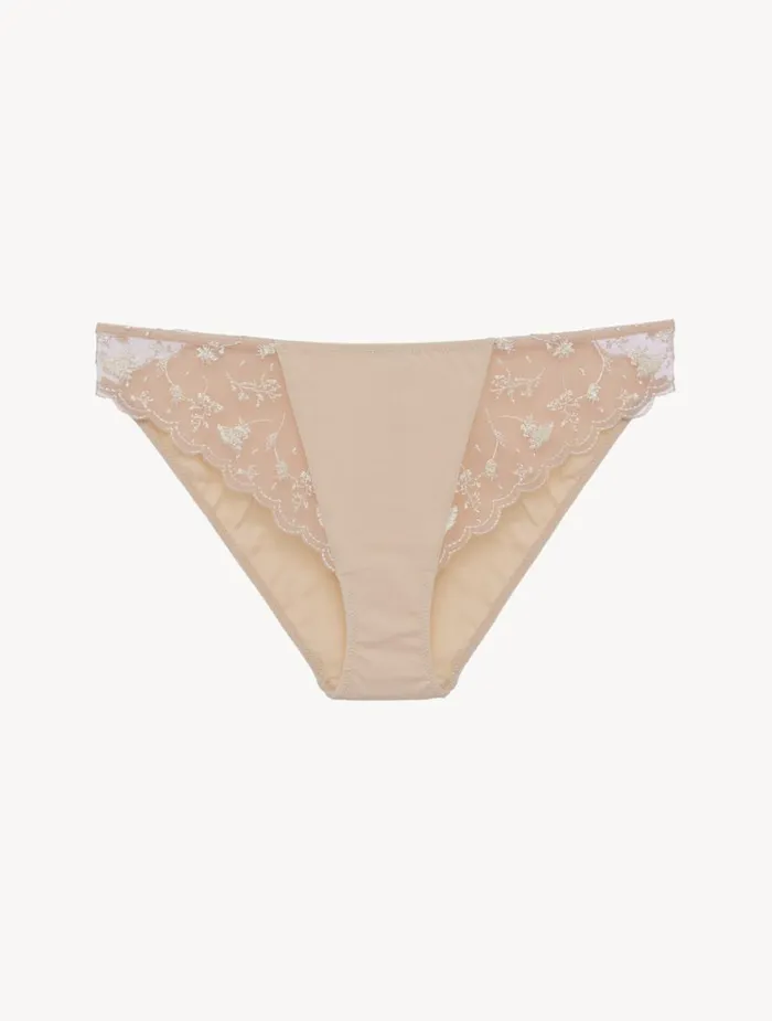 Women Panties La Perla Briefs In Halo And Ivory Nude With Embroidered Tulle