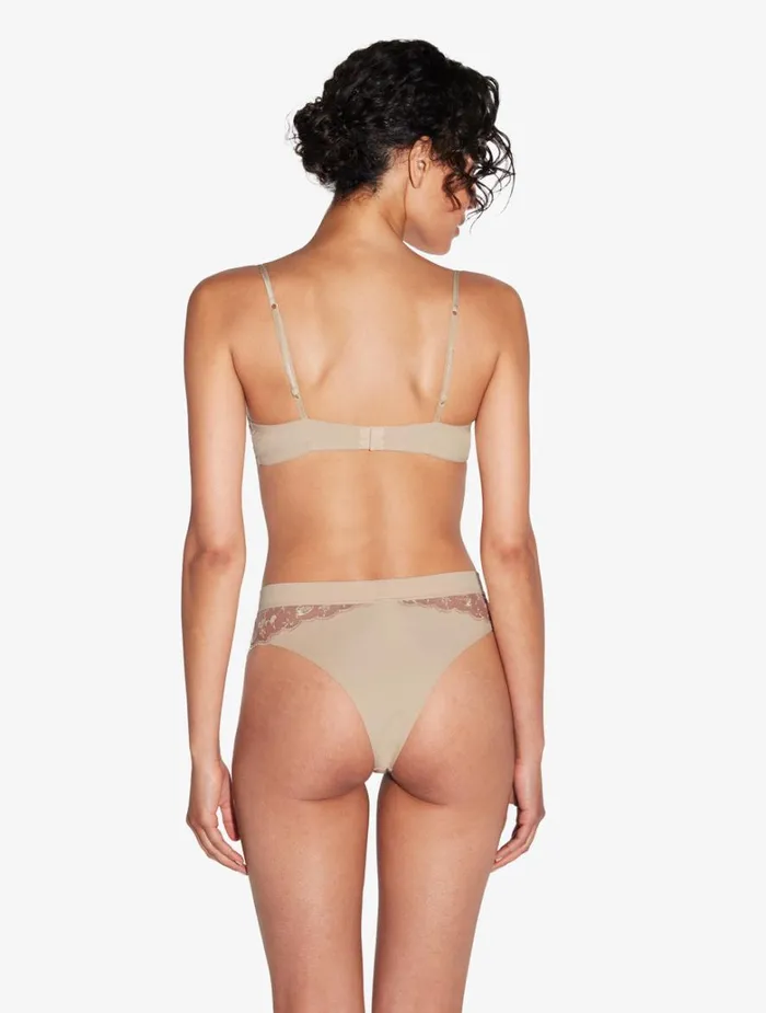 Women Panties La Perla High Waisted Briefs In Halo And Ivory Nude With Embroidered Tulle